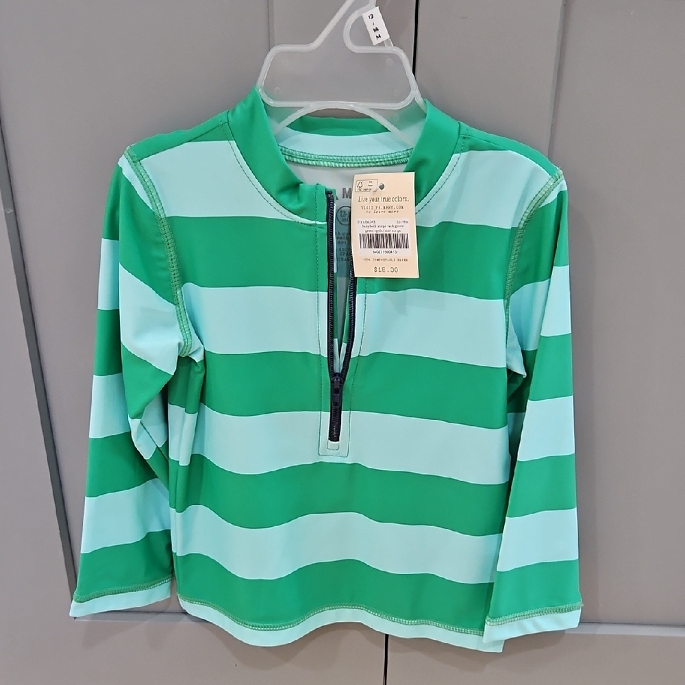 Primary Green and Aqua Kids Swim Rashguard